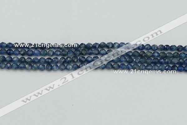 CTG557 15.5 inches 4mm faceted round tiny blue kyanite beads