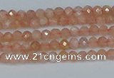 CTG607 15.5 inches 3mm faceted round peach moonstone beads