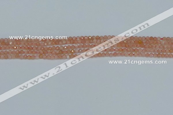 CTG607 15.5 inches 3mm faceted round peach moonstone beads