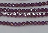 CTG619 15.5 inches 2mm faceted round Indian purple garnet beads