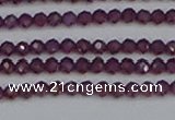 CTG620 15.5 inches 3mm faceted round Indian purple garnet beads