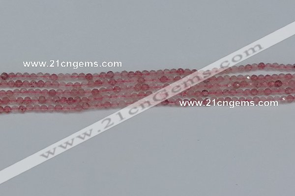 CTG625 15.5 inches 2mm faceted round strawberry quartz beads