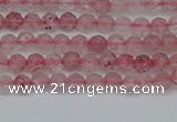 CTG626 15.5 inches 3mm faceted round strawberry quartz beads