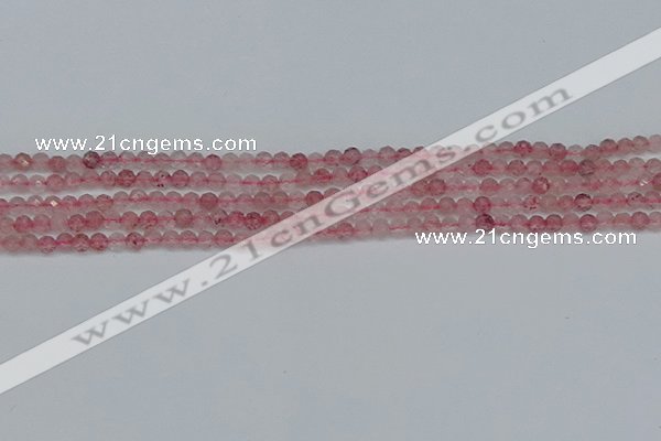 CTG626 15.5 inches 3mm faceted round strawberry quartz beads