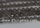 CTG640 15.5 inches 3mm faceted round smoky black obsidian beads