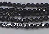 CTG642 15.5 inches 3mm faceted round golden black obsidian beads