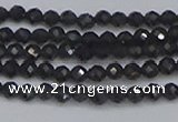 CTG642 15.5 inches 3mm faceted round golden black obsidian beads