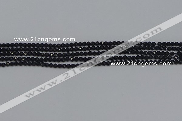 CTG643 15.5 inches 2mm faceted round black tourmaline beads