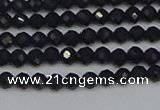 CTG644 15.5 inches 3mm faceted round black tourmaline beads