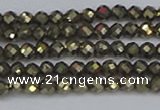 CTG646 15.5 inches 3mm faceted round golden pyrite beads