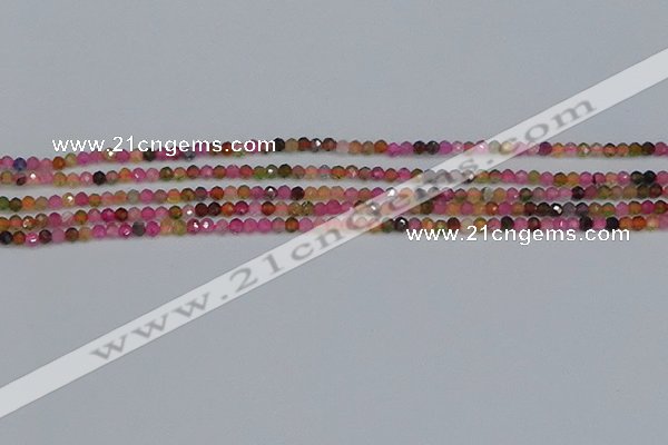 CTG651 15.5 inches 2mm faceted round tourmaline gemstone beads