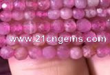 CTG706 15.5 inches 3mm faceted round tiny pink tourmaline beads