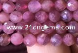 CTG708 15.5 inches 5mm faceted round tiny pink tourmaline beads