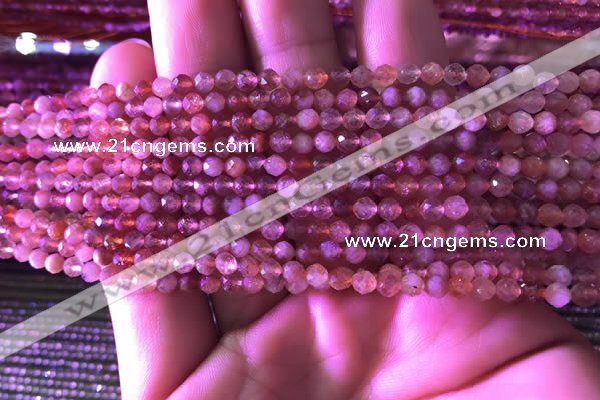 CTG722 15.5 inches 3mm faceted round tiny golden sunstone beads