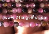 CTG724 15.5 inches 2mm faceted round tiny tourmaline beads