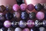 CTG727 15.5 inches 5mm faceted round tiny tourmaline beads