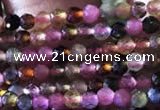 CTG729 15.5 inches 2mm faceted round tiny tourmaline beads