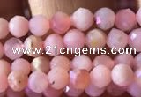 CTG734 15.5 inches 4mm faceted round tiny pink opal beads
