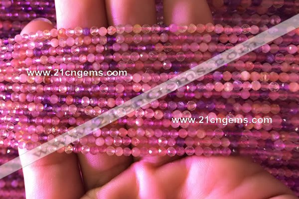 CTG740 15.5 inches 2mm faceted round tiny mixed quartz beads