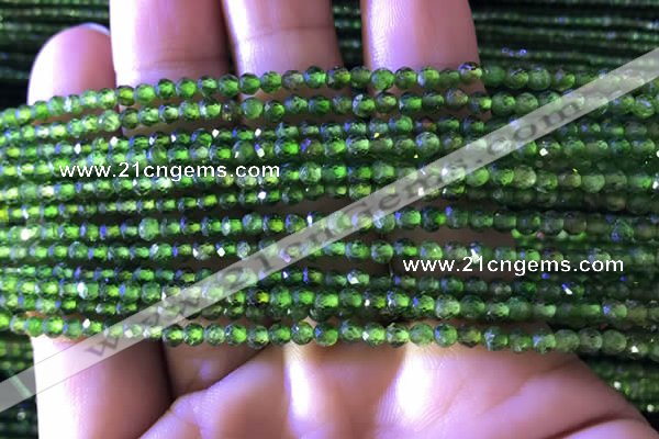 CTG748 15.5 inches 3mm faceted round tiny diopside beads