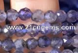 CTG755 15.5 inches 4mm faceted round tiny iolite gemstone beads