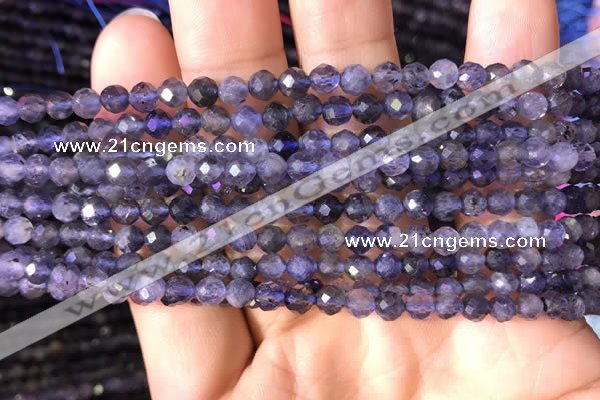 CTG756 15.5 inches 5mm faceted round tiny iolite gemstone beads