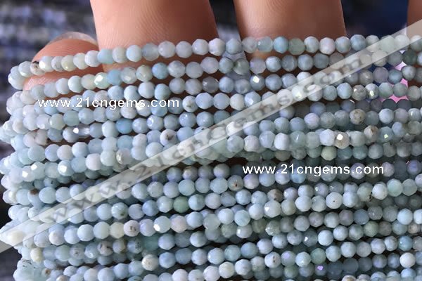 CTG769 15.5 inches 3mm faceted round tiny larimar gemstone beads