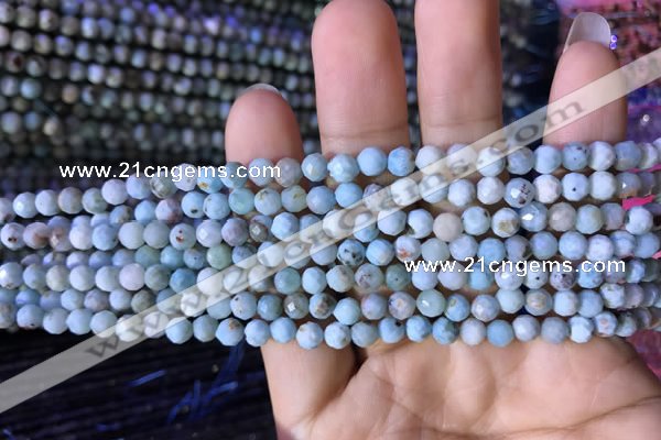 CTG770 15.5 inches 4mm faceted round tiny larimar gemstone beads