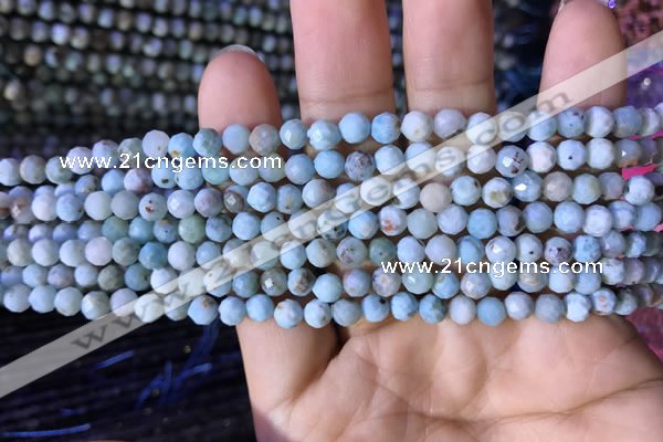 CTG771 15.5 inches 5mm faceted round tiny larimar gemstone beads