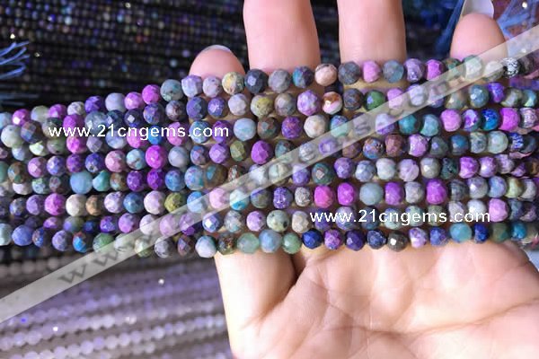 CTG793 15.5 inches 5mm faceted round tiny chrysocolla beads