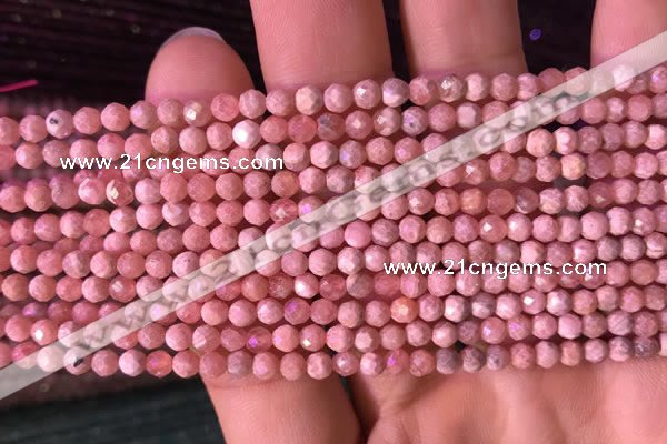 CTG800 15.5 inches 3mm faceted round tiny rhodochrosite beads