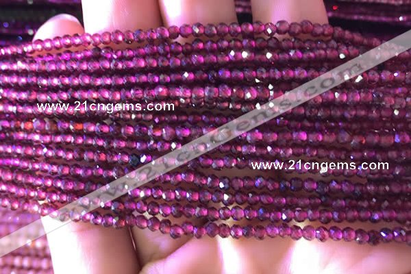 CTG805 15.5 inches 3mm faceted round tiny purple garnet beads