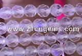 CTG835 15.5 inches 4mm faceted round tiny white moonstone beads