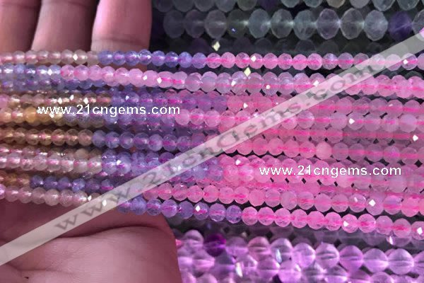 CTG838 15.5 inches 3mm faceted round tiny morganite beads