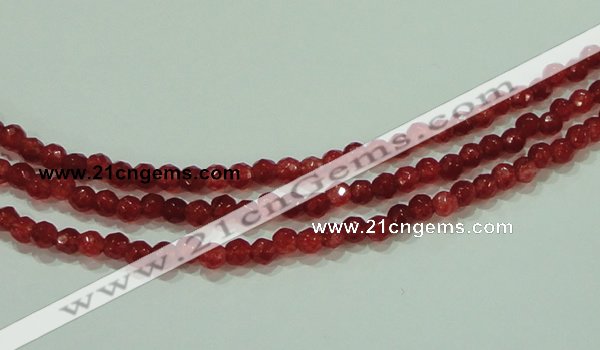 CTG85 15.5 inches 3mm faceted round tiny dyed white jade beads wholesale