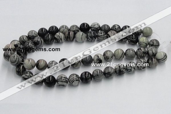 CTJ03 16 inches 14mm round black water jasper beads wholesale