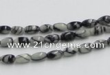 CTJ04 16 inches 4*7mm rice black water jasper beads wholesale