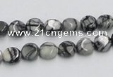 CTJ05 16 inches 8mm flat round black water jasper beads wholesale