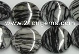 CTJ09 16 inches 20mm flat round black water jasper beads wholesale