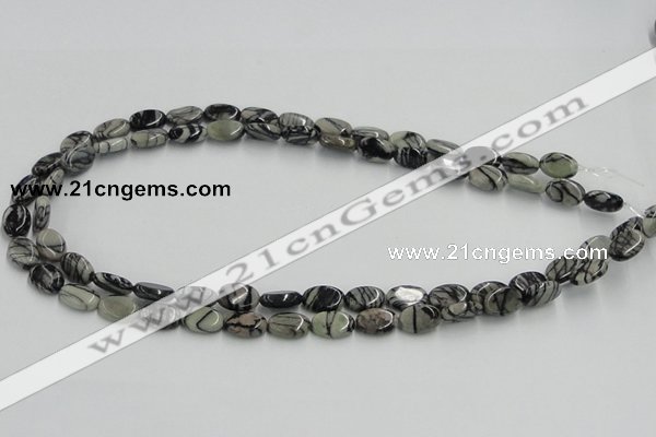 CTJ10 16 inches 8*12mm oval black water jasper beads wholesale