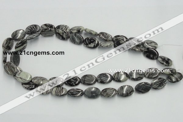 CTJ12 16 inches 13*18mm oval black water jasper beads wholesale