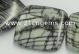 CTJ16 16 inches 35*35mm square black water jasper beads wholesale