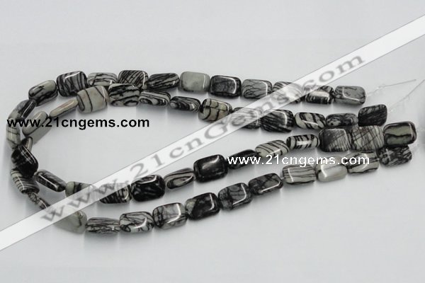 CTJ17 16 inches 12*16mm rectangle black water jasper beads wholesale