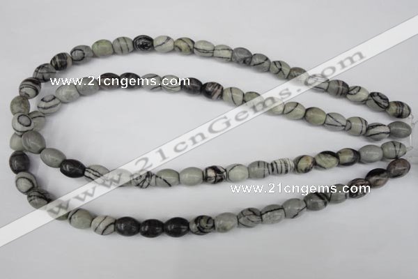 CTJ201 15.5 inches 8*10mm drum black water jasper beads wholesale