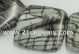 CTJ21 16 inches 40*40mm square black water jasper beads wholesale