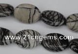 CTJ220 15.5 inches 15*20mm oval black water jasper beads wholesale