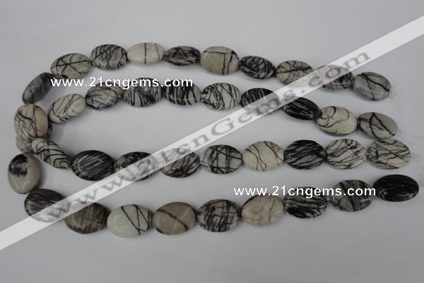 CTJ220 15.5 inches 15*20mm oval black water jasper beads wholesale