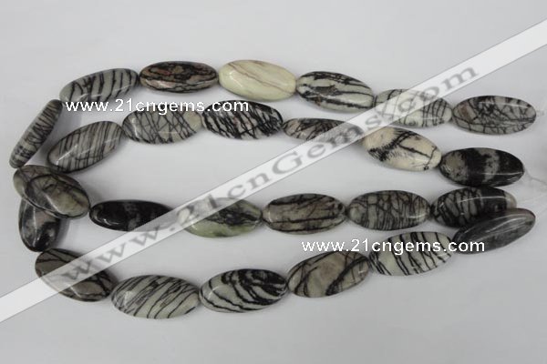 CTJ223 15.5 inches 15*30mm oval black water jasper beads wholesale