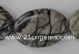 CTJ225 15.5 inches 25*35mm oval black water jasper beads wholesale