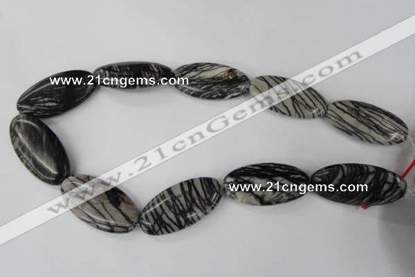 CTJ226 15.5 inches 20*40mm oval black water jasper beads wholesale